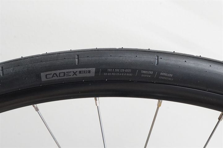 Cadex Aero Tire 28 road bike tire on a rolling resistance test machine
