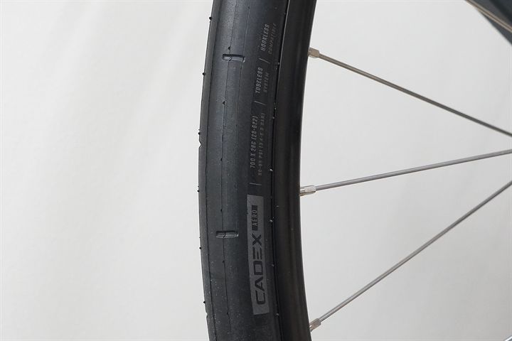 Cadex Aero Tire 28 road bike tire on a rolling resistance test machine