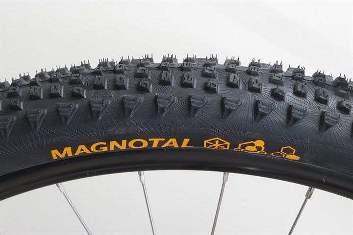 Continental Magnotal Trail Grip  mountain bike tire on a rolling resistance test machine