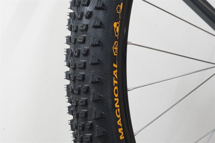 Continental Magnotal Trail Grip  mountain bike tire on a rolling resistance test machine