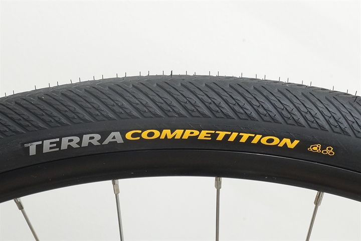 Continental Terra Competition Race Rapid 40  mountain bike tire on a rolling resistance test machine