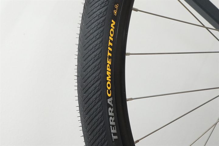 Continental Terra Competition Race Rapid 40  mountain bike tire on a rolling resistance test machine