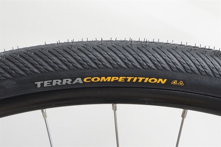Continental Terra Competition Race Rapid 35  mountain bike tire on a rolling resistance test machine