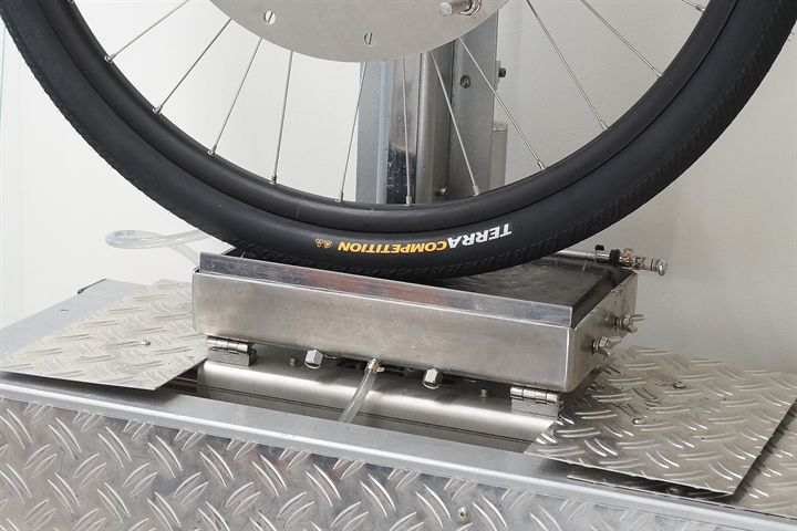 Continental Terra Competition Race Rapid road bike tire on a grip test machine
