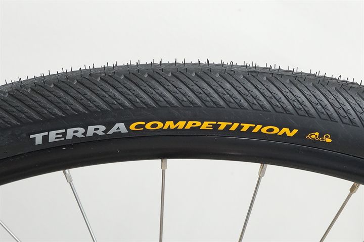 Continental Terra Competition Trail Grip 40  mountain bike tire on a rolling resistance test machine