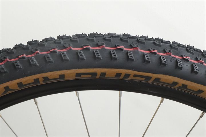 Schwalbe Racing Ray Super Race  mountain bike tire on a rolling resistance test machine