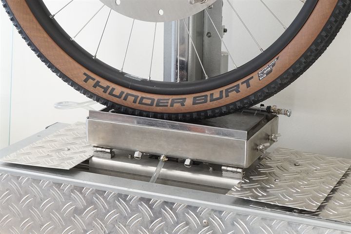 Schwalbe Thunder Burt Super Race Addix Speed road bike tire on a grip test machine