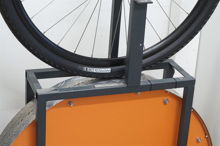 Silca Protocol RCG-1 45 road bike tire on a rolling resistance test machine