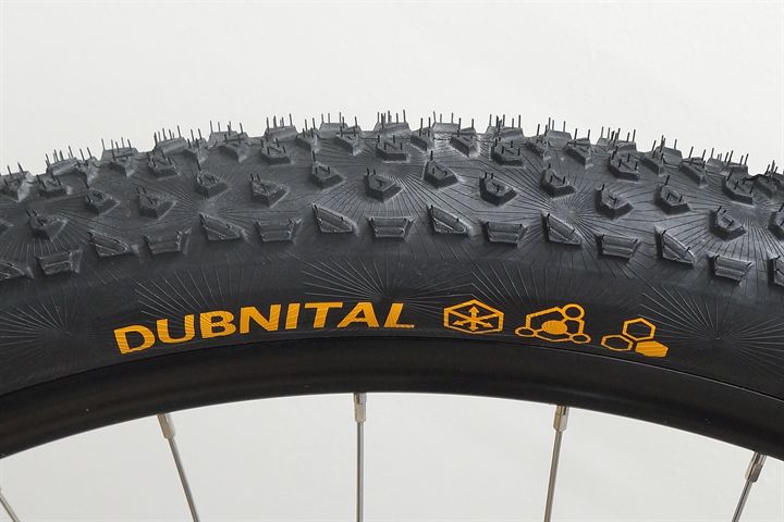 Continental Dubnital Trail Rapid  mountain bike tire on a rolling resistance test machine