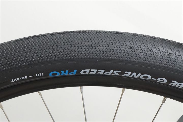 Schwalbe G-One Speed Pro Schwalbe G-One Speed Pro mountain bike tire on a rolling resistance test machine