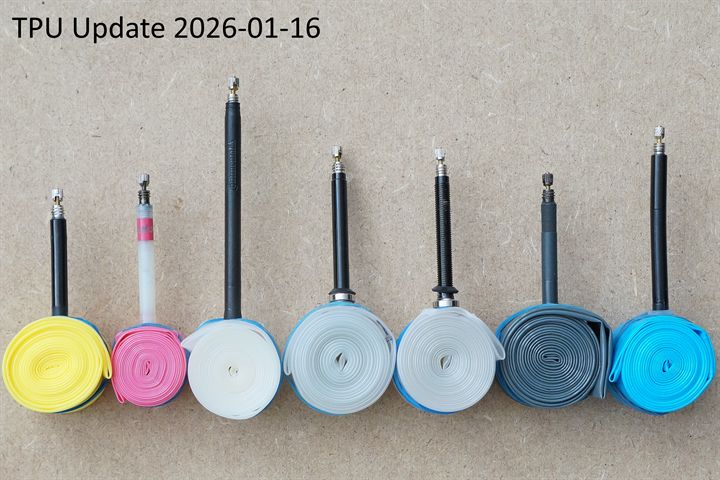 Update selection of TPU tubes, butyl tubes, and a latex tube