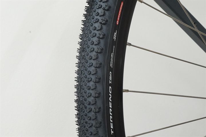 Vittoria Terreno T50 Mixed Gravel Endurance 40 Vittoria Terreno T50 Mixed Gravel Endurance 40 mountain bike tire on a rolling resistance test machine